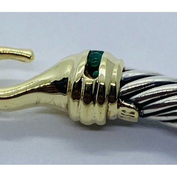 David Yurman Bracelet Sterling Silver & 14K Yellow Gold Emerald - Picture 4 of 9